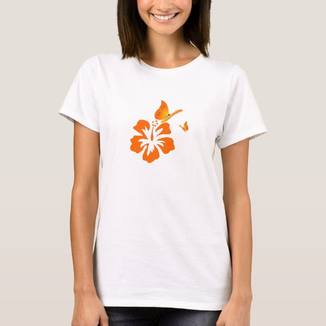 butterfly and flower orange T-Shirt (Front)