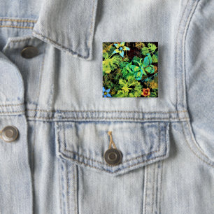 Butterfly and Flower Rodilius Badge Button