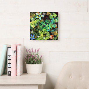 Butterfly and Flower Rodilius Square Clock