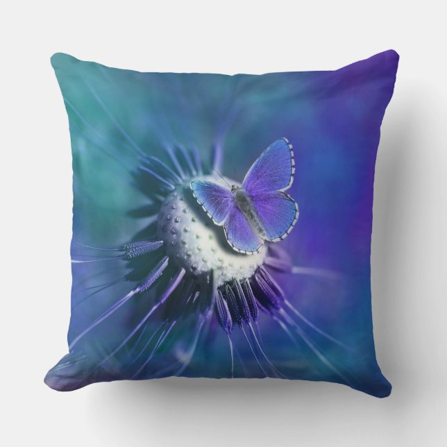 Butterfly and Flower Throw Pillow (Front)