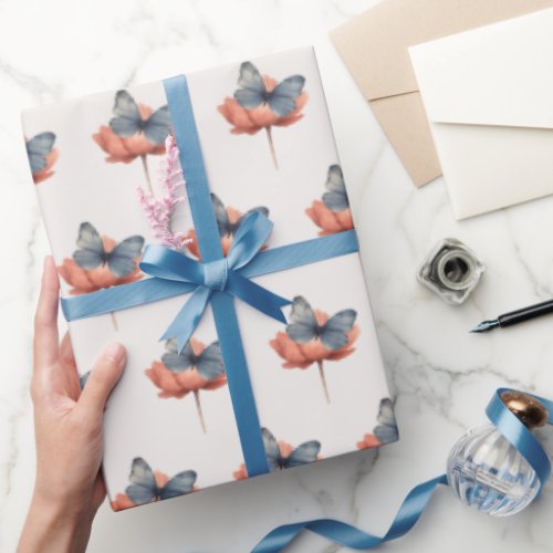 Butterfly and Flower Wrapping Paper