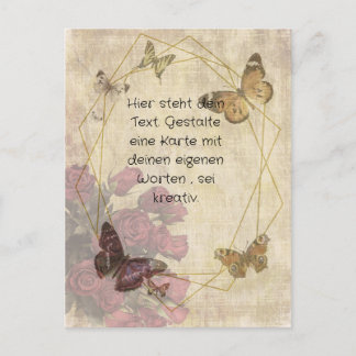 butterfly and flowers # 11 , personalizable postcard