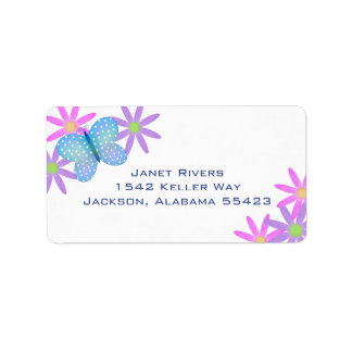Butterfly and Flowers Address Stickers