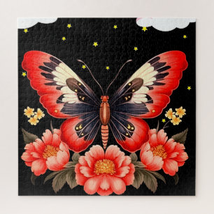 Butterfly and flowers are in this gorgeous jigsaw puzzle