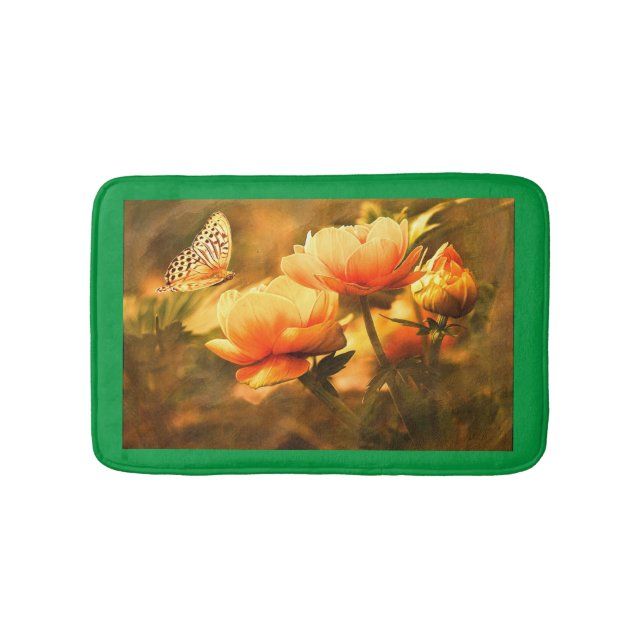 Butterfly And Flowers Bath Mat (Front)