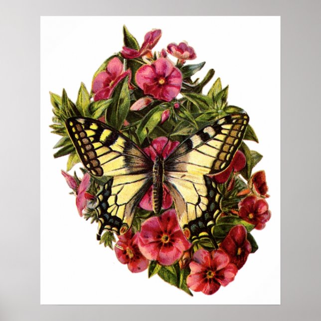 Butterfly and Flowers Customizable Poster (Front)