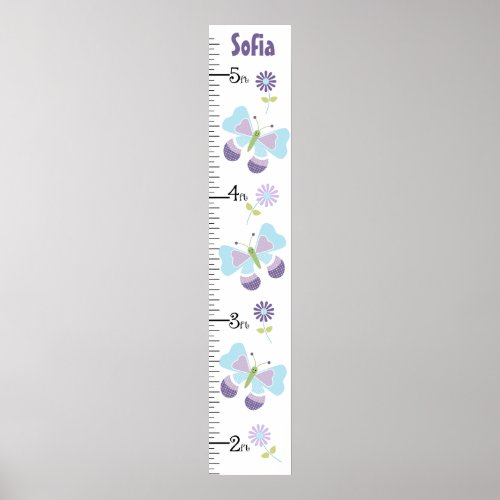 Butterfly and Flowers Growth Chart Keep at 8x44