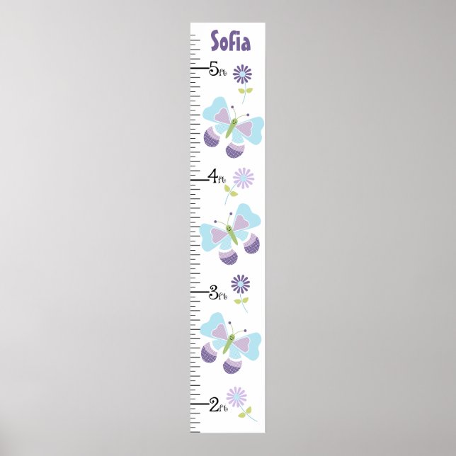 Butterfly and Flowers Growth Chart Keep at 8x44! (Front)