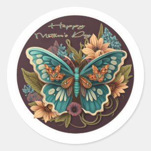 Butterfly and flowers Happy Mother's Day Stickers