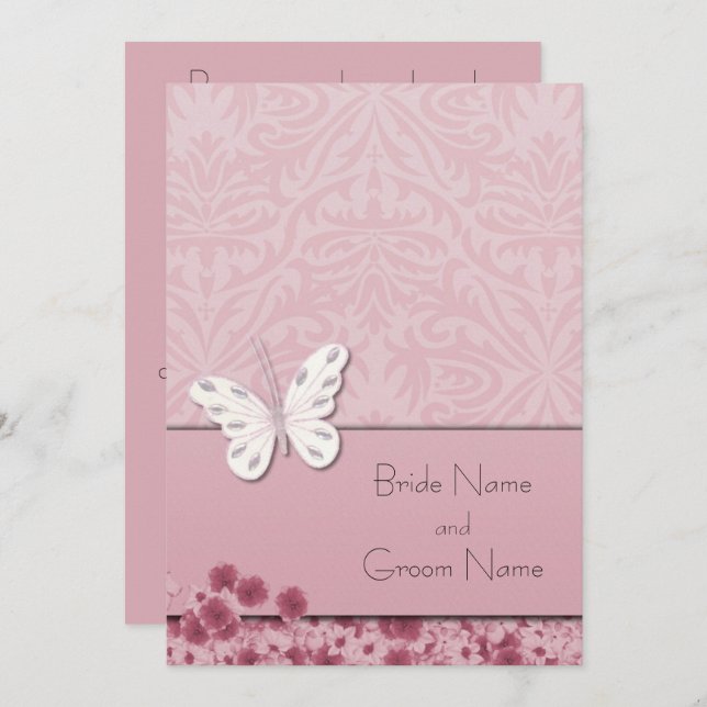Butterfly And Flowers Invitation (Front/Back)