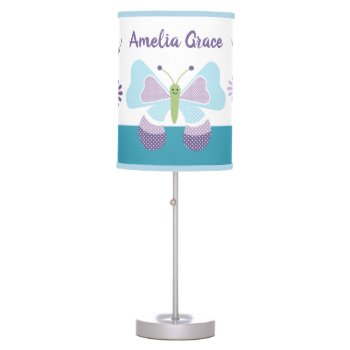 Butterfly And Flowers Meadow Baby Nursery Lamp by Personalizedbydiane at Zazzle