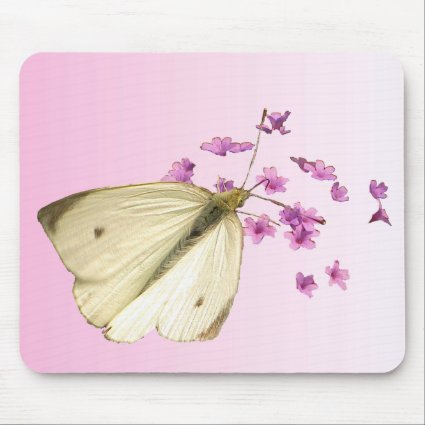 Butterfly and Flowers Mouse Pad