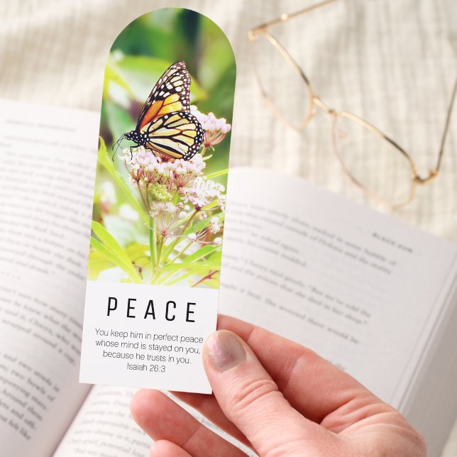 Butterfly and Flowers Peace Scripture Bible Bookmarks (Hand)