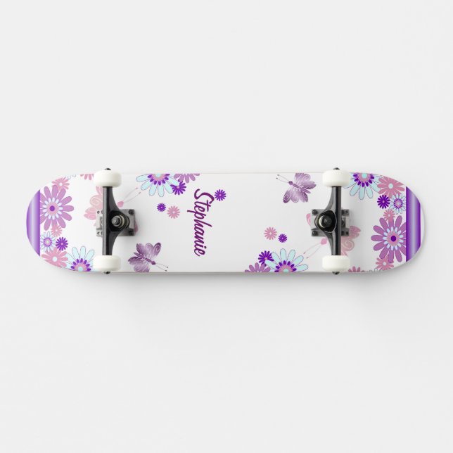 Butterfly And Flowers Skateboard | Zazzle