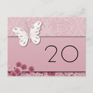 Butterfly and flowers Table Number Postcard