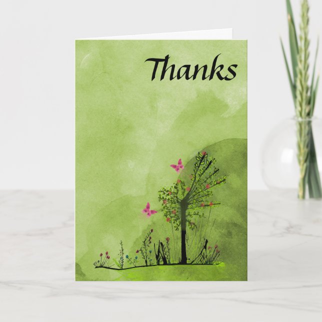 Butterfly and flowers thank you card (Front)