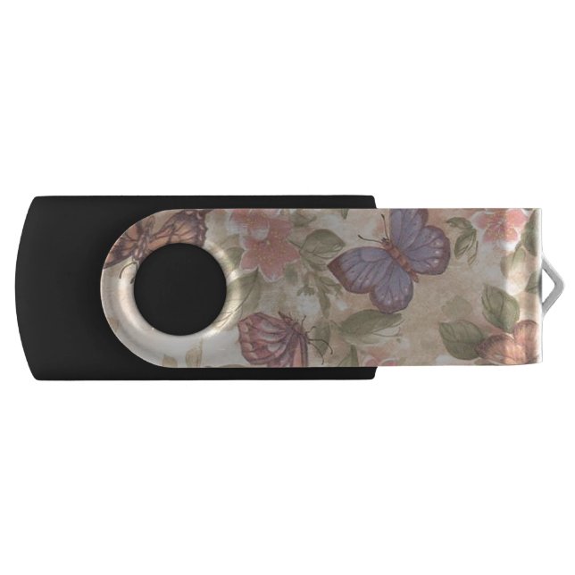 Butterfly And Flowers USB Flash Drive (Front)