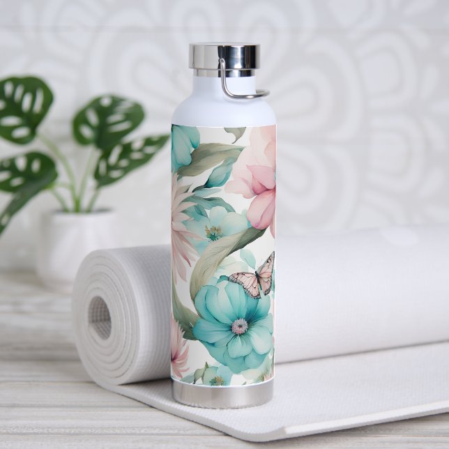 Butterfly and Flowers Water Bottle (Yoga)
