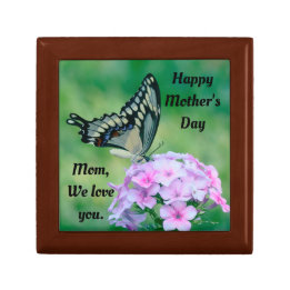 Butterfly And Flowers Wooden Jewelry Keepsake Box