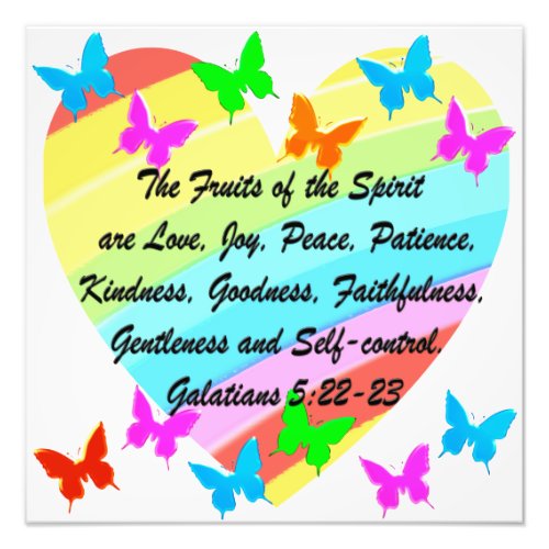 BUTTERFLY AND HEART FRUIT OF THE SPIRIT DESIGN PHOTO PRINT