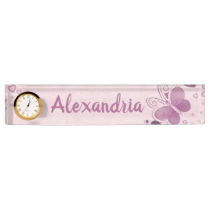 Butterfly and Hearts Desk Name Plate