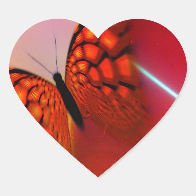 Butterfly and Hearts Heart Sticker (Front)