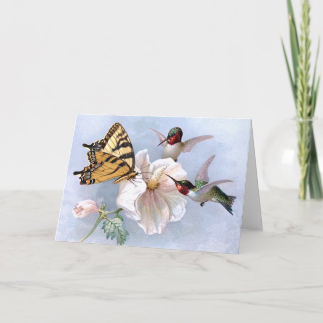 Butterfly and Hummingbirds Card (Front)