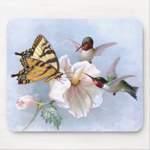Butterfly and Hummingbirds Mouse Pad