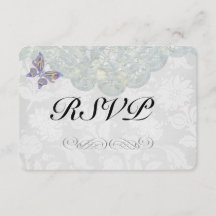 Butterfly and Lace Wedding RSVP Matte 3.5" x 5"