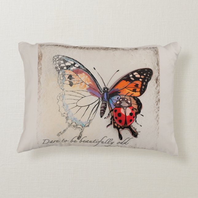 Butterfly and Ladybug Accent Pillow (Back)