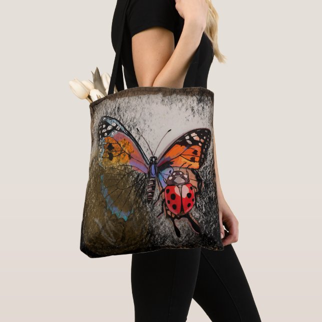 Butterfly and Ladybug Tote Bag (Close Up)