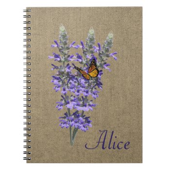 Butterfly And  Lavender Flower Spiral Notebook by Susang6 at Zazzle