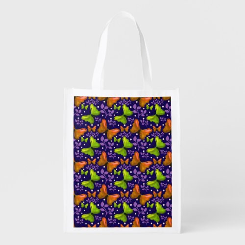 Butterfly and Leaf Seamless Pattern | Nature Inspi Grocery Bag