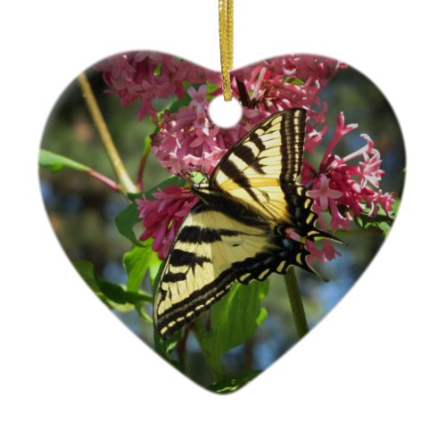 Butterfly and Lilacs Ceramic Ornament