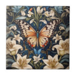Butterfly and Lilies Botanical Ceramic Tile<br><div class="desc">Butterfly and Lilies Botanical Ceramic Tile – a stunning piece that captures the essence of nature's beauty. This ceramic tile features elegant butterflies gracefully fluttering around delicate lilies, creating a harmonious and enchanting botanical scene. The intricate design and vibrant colors make it a striking addition to your kitchen backsplash, bathroom,...</div>