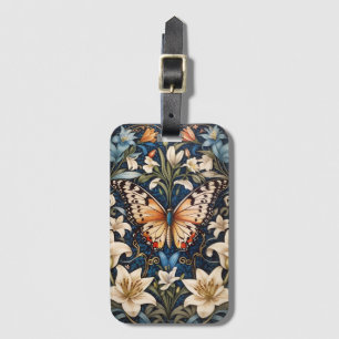 Butterfly and Lilies Botanical Luggage Tag