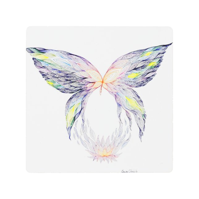 Butterfly and lotus metal print (Front)