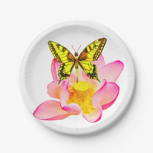 Butterfly and Lotus Paper Plates (Front)