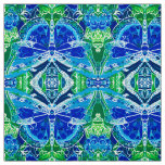 Butterfly and Medallion Batik Pattern in Blue Fabric