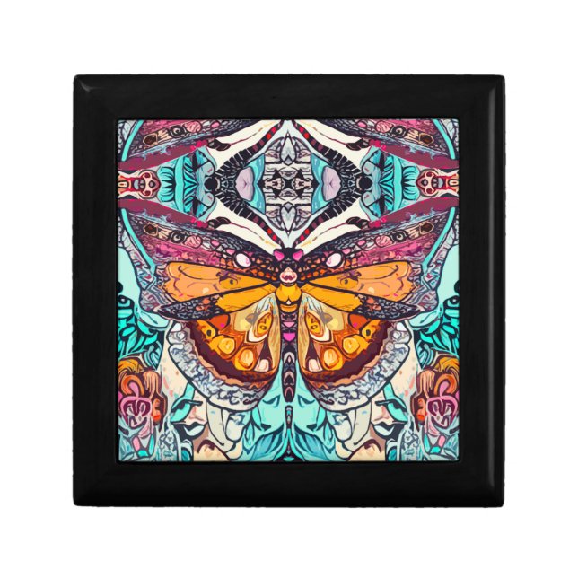 Butterfly and Medallion Batik Pattern in Orange   Gift Box (Front)