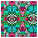 Butterfly and Medallion Batik Pattern in Turquoise Fabric