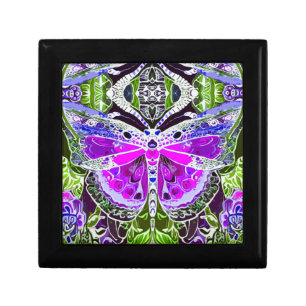 Butterfly and Medallion Batik Pattern in Turquoise Gift Box