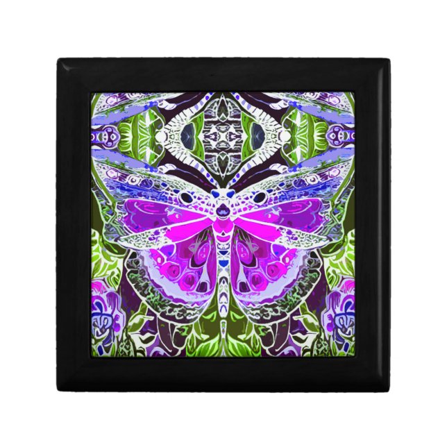 Butterfly and Medallion Batik Pattern in Turquoise Gift Box (Front)