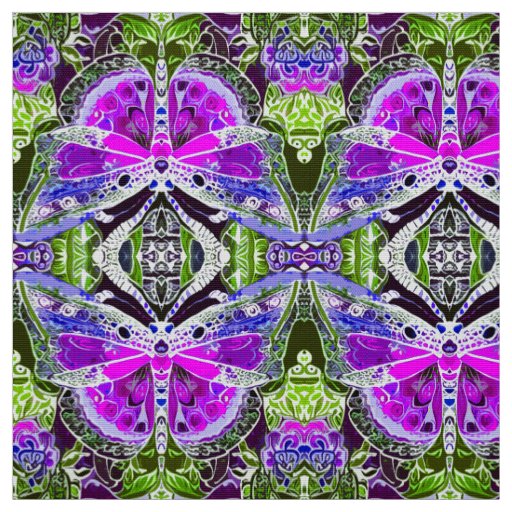 Butterfly and Medallion Batik Pattern in Violet  Fabric