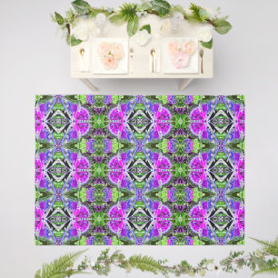 Butterfly and Medallion Batik Pattern in Violet Outdoor Rug