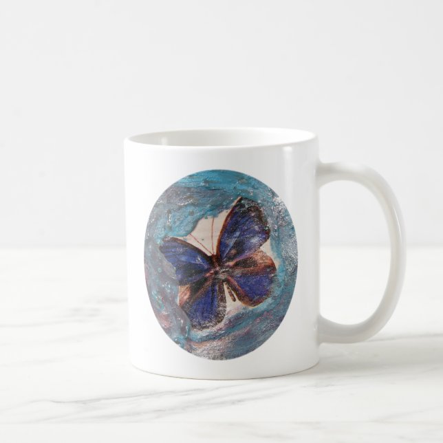Butterfly and Melted Crayon Collage Coffee Mug (Right)