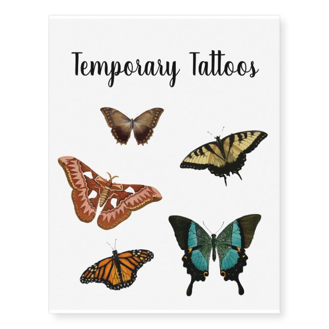 Butterfly and Moth Jungle Temporary Tattoos (Front)
