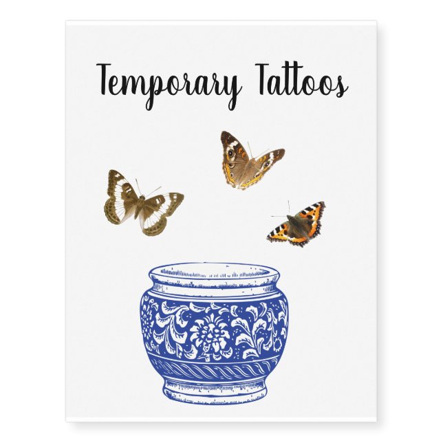 Butterfly and Moth Vase Temporary Tattoos (Front)