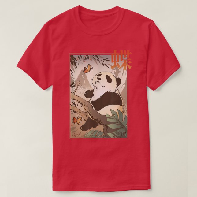 Butterfly And Panda Japanese Cute Butterflies Natu T-Shirt (Design Front)