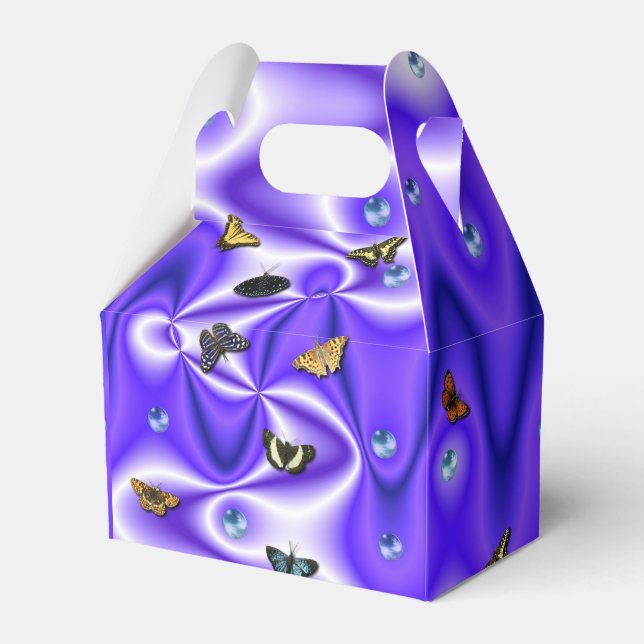 Butterfly and Pearls on purple Silk Favor Boxes (Front Side)